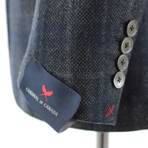 Cardinal of Canada NWT Wool Sport Coat Size 38R US In Gray & Blue Birdseye Plaid